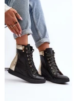 Zazoo 3081 Kožené Dámské Tenisky Na Kotníku Černé