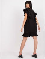 Černé bavlněné ležérní šaty s volánkem