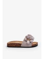 Dámské pantofle s ozdobami šedá Bunlia