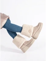 Originální dámské kotníčkové boty hnědé na klínku Originální dámské kotníčkové boty hnědé na klínku