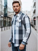 Pánská modrá kostkovaná flanelová košile FashionStreet DX2676 Pánská modrá kostkovaná flanelová košile FashionStreet DX2676