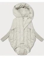 Dámská oversize bunda v barvě ecru s úpletovými rukávy Way Mode (MY0580)