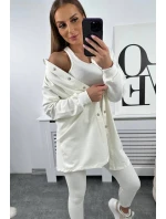 Třídílná souprava halenky, topu a legín v barvě ecru Třídílná souprava halenky, topu a legín v barvě ecru