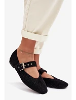 Dámské baleríny s páskem Černé Pamira