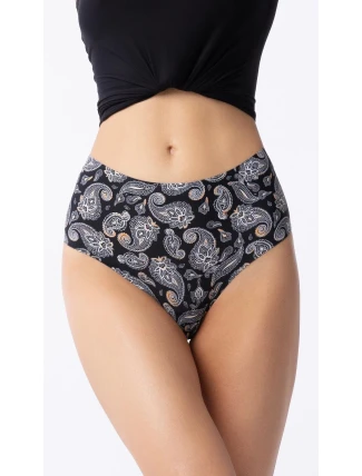 Dámské kalhotky Paisley Simple Maxi černé se vzorem - Julimex Dámské kalhotky Paisley Simple Maxi černé se vzorem - Julimex