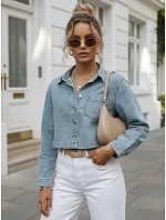 Krátká dámská džínová košile s dlouhým rukávem FashionStreet TY5692
