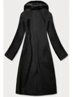 Dlouhý černý kabát s kožešinovým límcem (20201202)