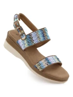 Dámské sandály na podpatku modré pletené Potocki 45302