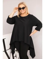Dámská tunika Plus Size bavlněná s asymetrickým střihem černá