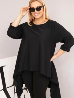 Dámská tunika Plus Size bavlněná s asymetrickým střihem černá