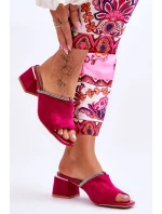 Semišové pantofle na vysokém podpatku S.Barski KV-612-2 Fuchsia