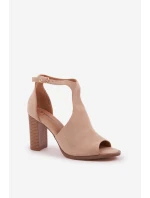 Sandály Na Podpatku Z Eko Semiše Béžové Lanadriena Sandály Na Podpatku Z Eko Semiše Béžové Lanadriena