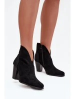Dámské kotníčkové boty na podpatku z eko semiše černé Elvirae