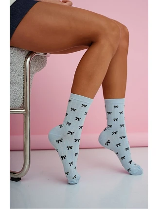 Dámské ponožky malé mašličky modré