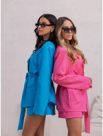 Dámský komplet ve fuchsijové barvě - oversize sako a kalhotová sukně (82176/178)