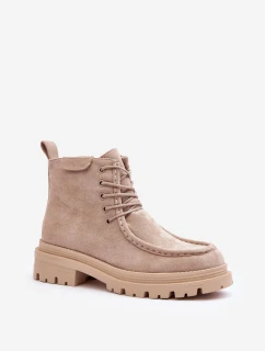 Dámské Traperové Boty Na Zip Bežové Apolosi
