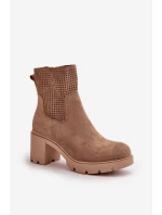 Dámské boty na podpatku se zipem eko semišové béžové Rashmi