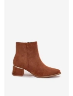 Dámské kotníkové boty na podpatku se zlatým prvkem zateplené Camel Nolessa