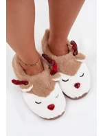 Vánoční dámské pantofle s motivem soba chlupaté béžové Orsella Vánoční dámské pantofle s motivem soba chlupaté béžové Orsella