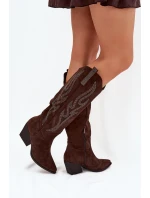 Dámské kovbojky na podpatku Jovina – čokoládové