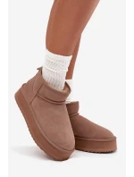 Dámské semišové sněhule Vinceza na platformě – béžové