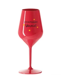 VYCHUTNÁVÁM SI VÁNOCE - červená nerozbitná sklenice na víno 470 ml
