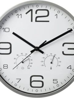 NÁSTĚNNÉ HODINY 30CM S TEPLOMĚREM BÍLÉ