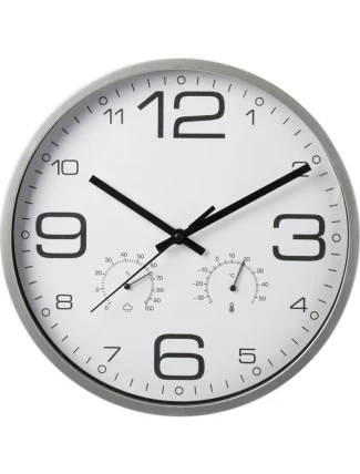 NÁSTĚNNÉ HODINY 30CM S TEPLOMĚREM BÍLÉ