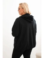 Dámská mikina Plus Size bavlněná na zip černá Dámská mikina Plus Size bavlněná na zip černá