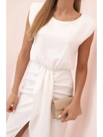 Dámská pruhovaná bavlněná šaty s V výstřihem a knoflíky tmavě mátová