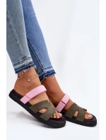 Dámské Pantofle Na Suchý Zip Vinceza 17401 Zeleno-Růžové