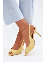 Ženské sandály na podpatku žluté Sevina