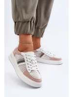 Dámské kožené tenisky bílé a růžové D&A Dámské kožené tenisky bílé a růžové D&A