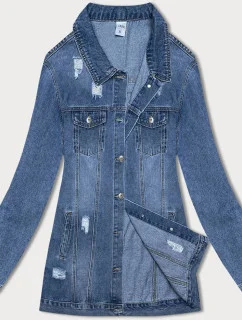 Světle modrá dlouhá džínová bunda (GD8728-LK)