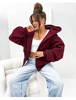 Teplá oversize mikina s kapucí, bordová (821112) Teplá oversize mikina s kapucí, bordová (821112)