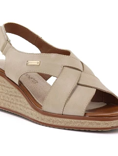 Sergio Leone SK297 dámské béžové kožené sandály na platformě