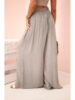 Široké dámské viskózové kalhoty s elastickým pasem fango