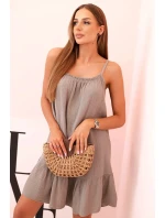 Dámské mušelínové šaty s ramínky a volánem fango