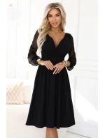 Elegantní midi šaty 657-1 černé - Numoco