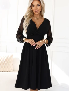 Elegantní midi šaty 657-1 černé - Numoco
