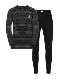 Odlo dětská souprava spodního prádla dlouhá ACTIVE WARM ECO SET velikost 128cm Černá a šedá