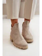 Zateplené Dámské Kotníkové Boty S Ošoupáním Eko Kožené Zlaté Verietta