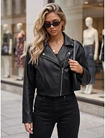 Dámská kožená bunda ve stylu Ramones, černá, FashionStreet TY6031 Dámská kožená bunda ve stylu Ramones, černá, FashionStreet TY6031