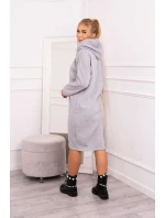 Šaty s kapucí a bočním rozparkem šedé Šaty s kapucí a bočním rozparkem šedé