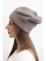 Dámská klasická hladká vlněná čepice beanie K420 cappuccino