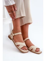 Dámské Ploché Sandály Z Ekokože S.Barski KV27-003 Beige Dámské Ploché Sandály Z Ekokože S.Barski KV27-003 Beige
