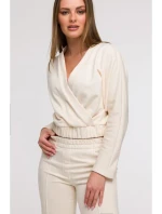 B296 Široké kalhoty s předními švy - vanilka B296 Široké kalhoty s předními švy - vanilka