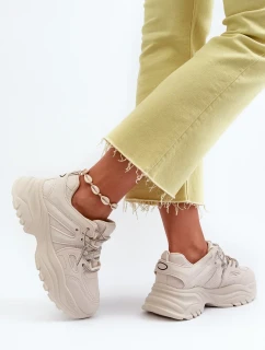 Dámské tenisky na robustní podrážce s ozdobným šněrováním béžová Relissa