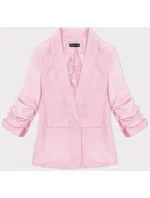 Světle růžové tenké sako s nařasenými rukávy (22-356)