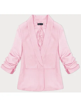 Světle růžové tenké sako s nařasenými rukávy (22-356)